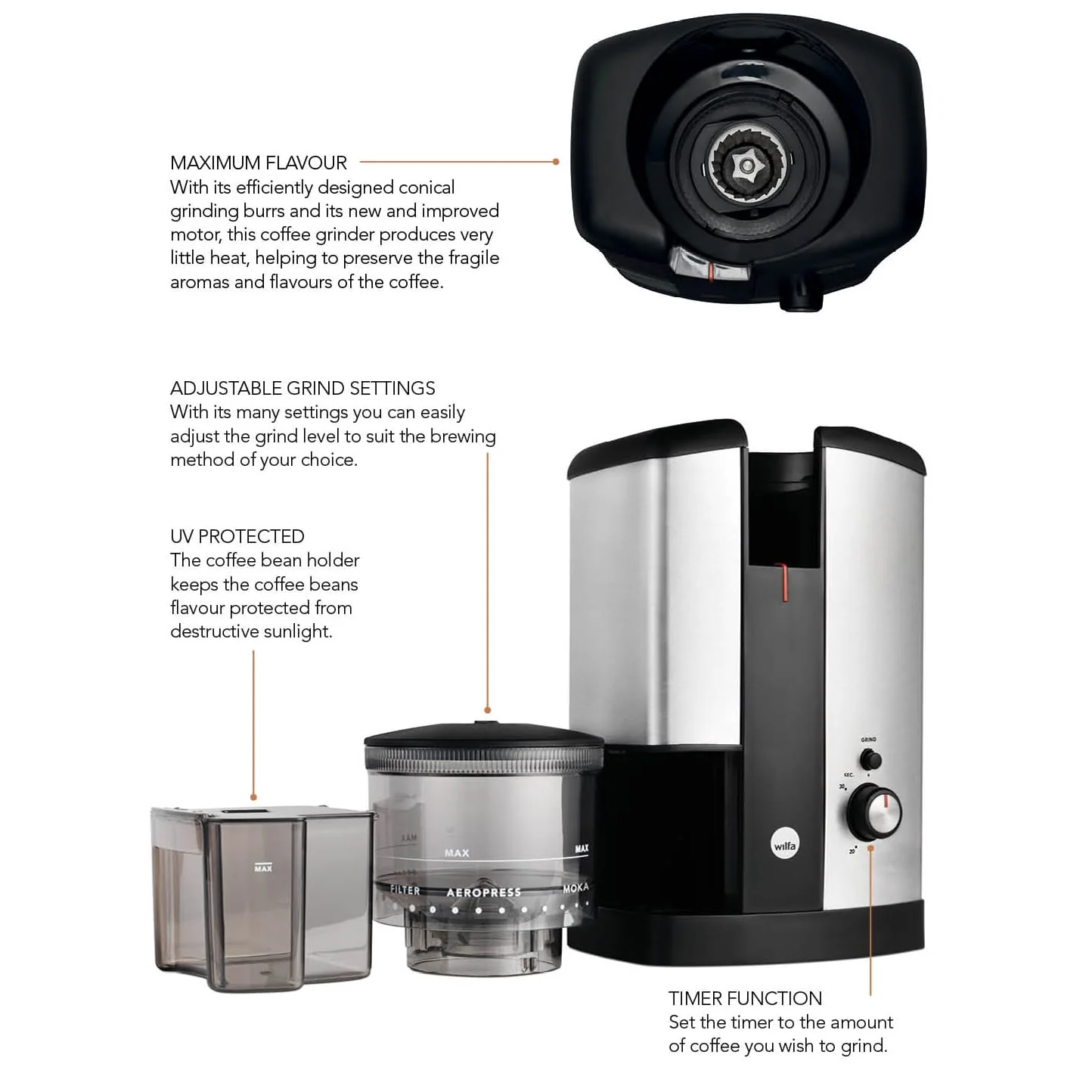 Wilfa Svart Coffee Grinder (Silver) - Image 6